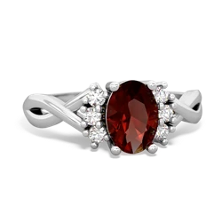 Garnet Victorian Twist 14K White Gold ring R2497