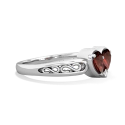 Garnet Filligree 'One Heart' 14K White Gold ring R5070