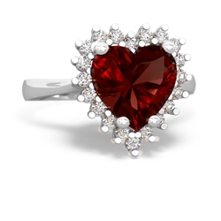 Thumbnail for Garnet Halo Heart 14K White Gold ring R0391 - front view