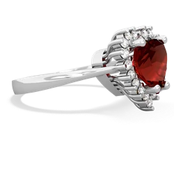 Garnet Sparkling Halo Heart 14K White Gold ring R0391