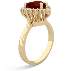 Garnet Sparkling Halo Heart 14K Yellow Gold ring R0391