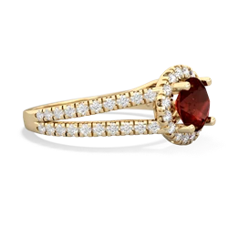 Thumbnail for Garnet Pave Halo 14K Yellow Gold ring R5490 - hand 1 view