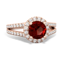 Garnet Pave Halo 14K Rose Gold ring R5490