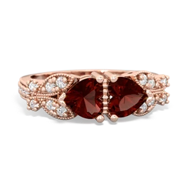 Garnet Diamond Butterflies 14K Rose Gold ring R5601