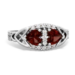 Garnet Sparkling Celtic Knot 14K White Gold ring R2645