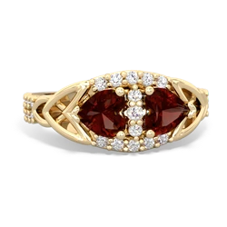 Garnet Sparkling Celtic Knot 14K Yellow Gold ring R2645