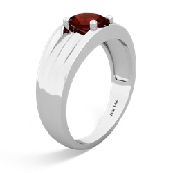 Garnet Men's Two Lane 14K White Gold ring R0363