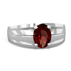 Garnet Men's Two Lane 14K White Gold ring R0363