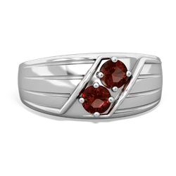 Garnet Men's Streamline 14K White Gold ring R0460