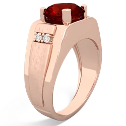 Garnet Men's 9Mm Round 14K Rose Gold ring R1822