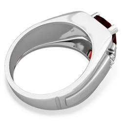 Garnet Men's 9Mm Round 14K White Gold ring R1822