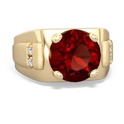 Garnet Men's 9Mm Round 14K Yellow Gold ring R1822