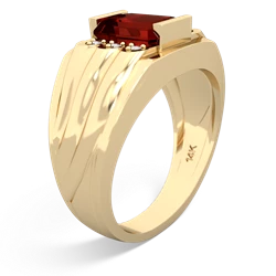 Garnet Men's 9X7mm Emerald-Cut 14K Yellow Gold ring R1835