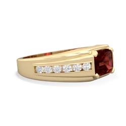 Thumbnail for Garnet Men's Channel 14K Yellow Gold ring R0500 - side view