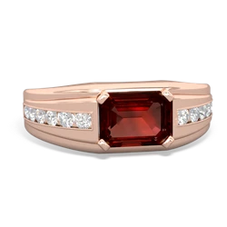 Garnet Men's Diamond Channel 14K Rose Gold ring R0500