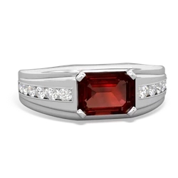 Garnet Men's Diamond Channel 14K White Gold ring R0500