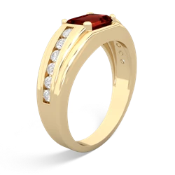 Garnet Men's Diamond Channel 14K Yellow Gold ring R0500