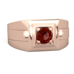 Garnet Men's Squared Circle 14K Rose Gold ring R0480