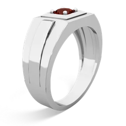 Garnet Men's Squared Circle 14K White Gold ring R0480