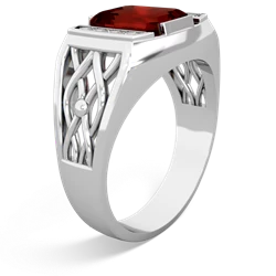 Garnet Men's Vine 14K White Gold ring R0490