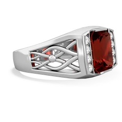 Garnet Men's Vine 14K White Gold ring R0490