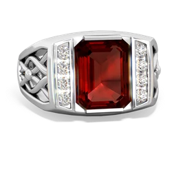 Garnet Men's Vine 14K White Gold ring R0490