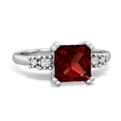 Garnet Art Deco Princess 14K White Gold ring R2014