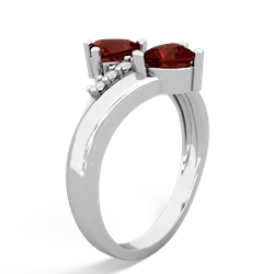 Garnet Heart To Heart 14K White Gold ring R2064