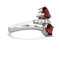 Garnet Heart To Heart 14K White Gold ring R2064