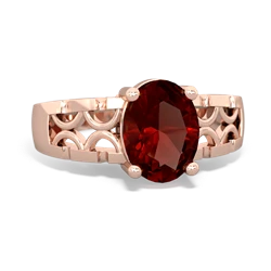 Garnet Art Deco Filigree 14K Rose Gold ring R2322