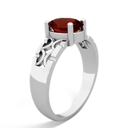 Garnet Art Deco Filigree 14K White Gold ring R2322