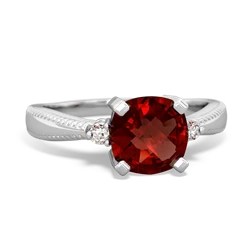 Garnet Cushion Rope 14K White Gold ring R2484
