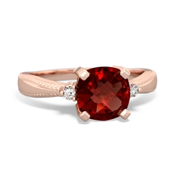 Garnet Cushion Rope 14K Rose Gold ring R2484