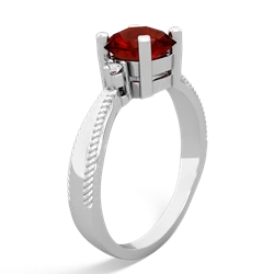 Garnet Cushion Rope 14K White Gold ring R2484