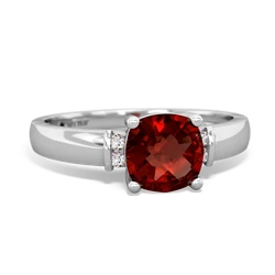 Garnet Simply Elegant Cushion 14K White Gold ring R2489