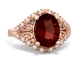 Garnet Antique Style Cocktail 14K Rose Gold ring R2564