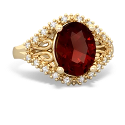 Garnet Antique Style Cocktail 14K Yellow Gold ring R2564