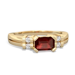 Garnet Art Deco East-West 14K Yellow Gold ring R2590