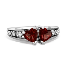 Garnet Heart To Heart 14K White Gold ring R3342