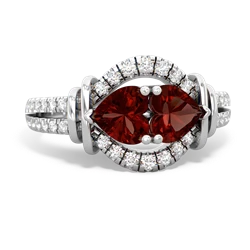 Garnet Art-Deco Keepsake 14K White Gold ring R5630