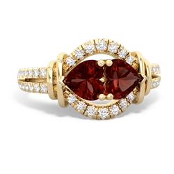 Garnet Art-Deco Keepsake 14K Yellow Gold ring R5630