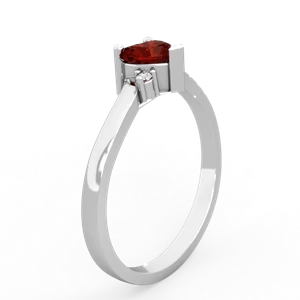 Garnet Delicate Heart 14K White Gold ring R0203