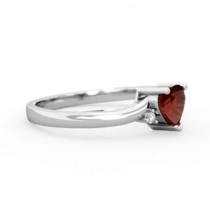 Garnet Delicate Heart 14K White Gold ring R0203