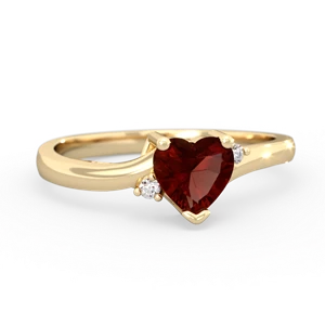 Garnet Delicate Heart 14K Yellow Gold ring R0203