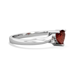 Garnet Delicate Heart 14K White Gold ring R0203