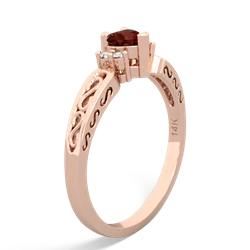 Garnet Filligree Scroll Heart 14K Rose Gold ring R2429