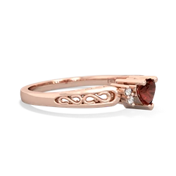 Garnet Filligree Scroll Heart 14K Rose Gold ring R2429