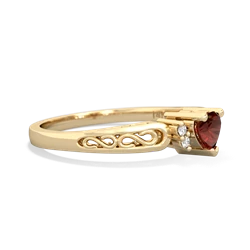 Garnet Filligree Scroll Heart 14K Yellow Gold ring R2429