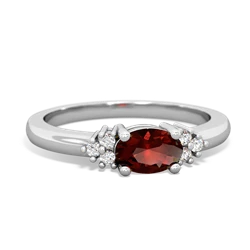 Garnet Simply Elegant East-West 14K White Gold ring R2480