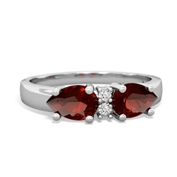 Garnet Pear Bowtie 14K White Gold ring R0865